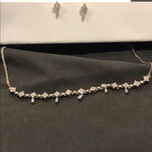 Matching diamond necklace and earring set